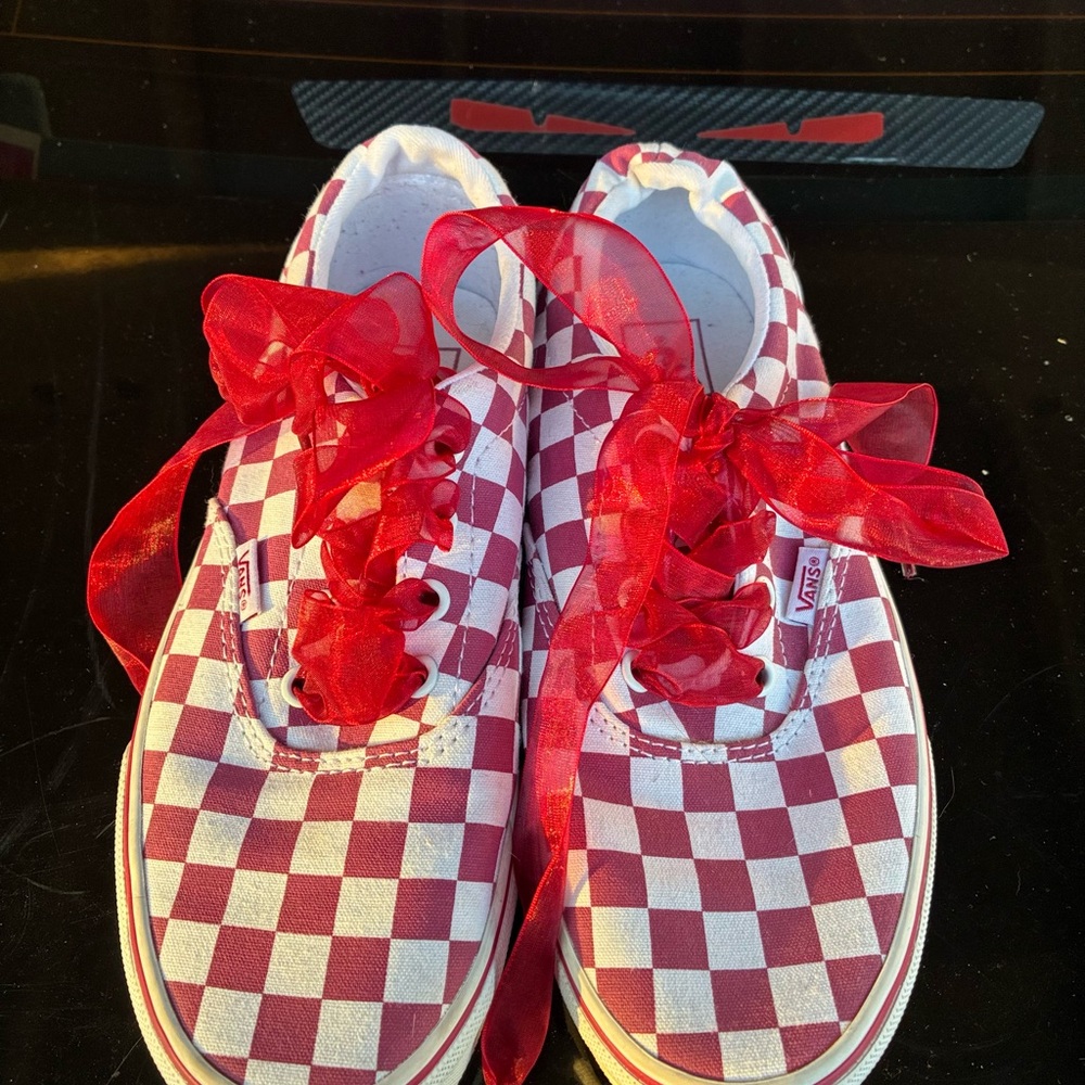 Vans Maroon Checkered Shoes - image 1